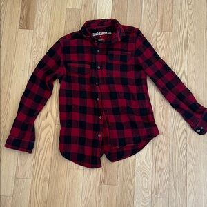 Red and Black Plaid Button-Up Shirt